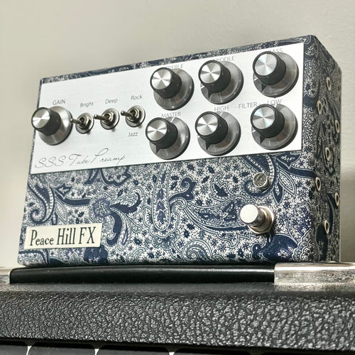 Peace Hill FX SSS Tube Preamp Blue/White Paisley w/ Footswitch