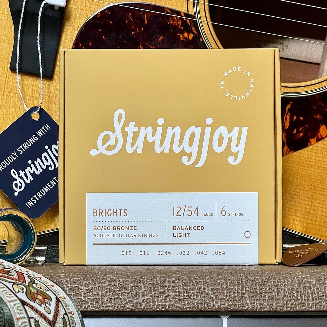 StringJoy Brights Light Gauge (12-54) 80/20 Bronze Strings