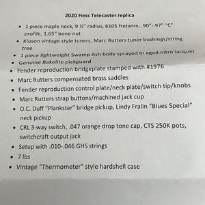 Carson Hess Blackguard Telecaster 2020